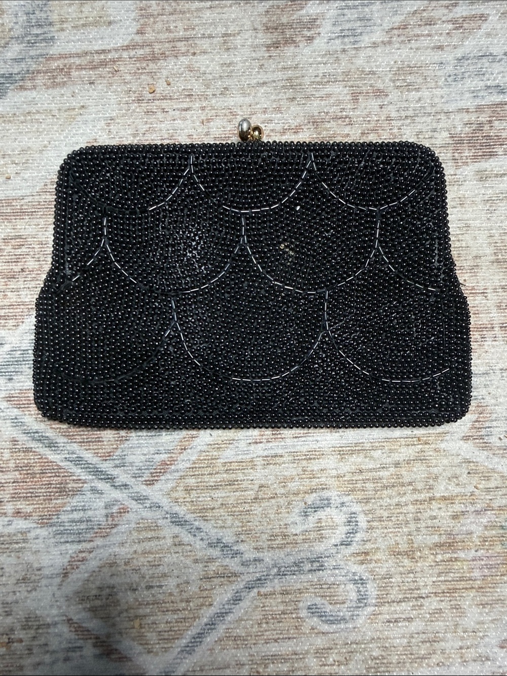 Elegant Black Beaded Evening Clutch Made In Japan